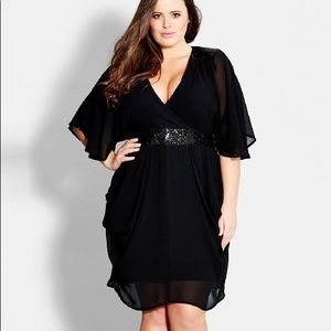 City Chic Sequin Wrap Front Dress